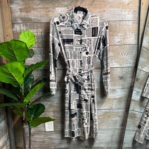 LuLaRoe Newspaper Print Long Sleeve Dress